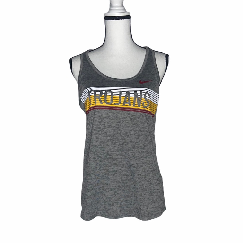 2/$25 Nike Trojans Gray Striped T Back Tank Top